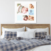 Moderne Zickzack Blue Personalisiert Foto Vorlage Leinwanddruck (Insitu (Schlafzimmer))