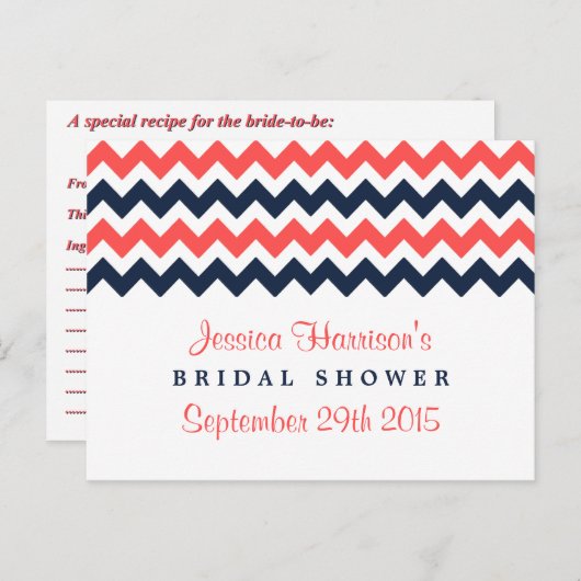 Moderne Zickzack Brautparty-Rezeptionskarten Postkarte (Vorne/Hinten)