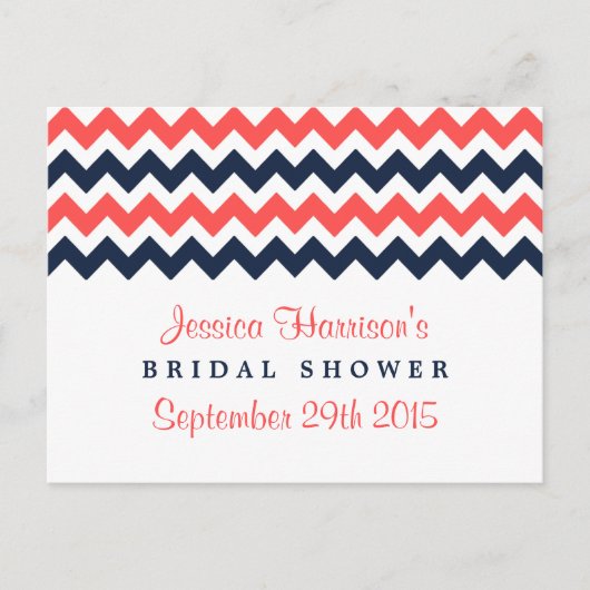 Moderne Zickzack Brautparty-Rezeptionskarten Postkarte (Vorderseite)
