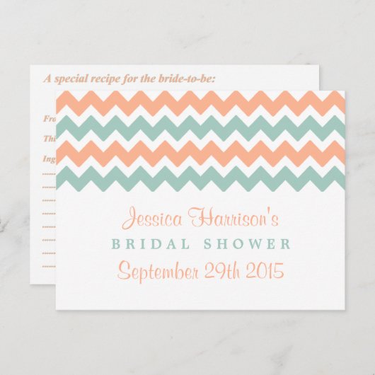 Moderne Zickzack Brautparty-Rezeptionskarten Postkarte (Vorne/Hinten)