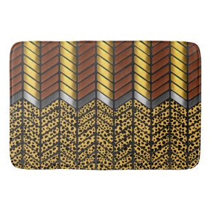 Moderne Zickzack-Chevron Gepard-Tierdruck Badematte