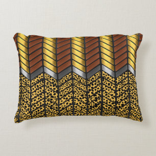Moderne Zickzack-Chevron Gepard-Tierdruck Dekokissen