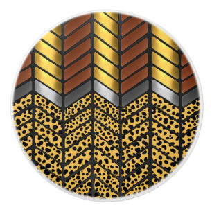 Moderne Zickzack-Chevron-Gepard-Tierdruck Keramikknauf