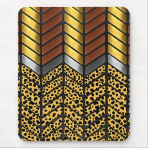 Moderne Zickzack-Chevron-Gepard-Tierdruck Mousepad