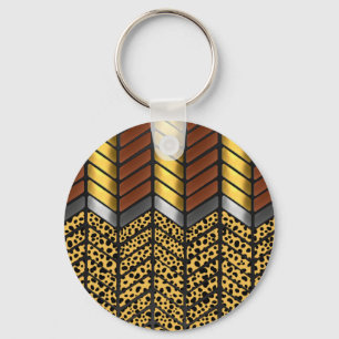 Moderne Zickzack-Chevron Gepard-Tierdruck Schlüsselanhänger
