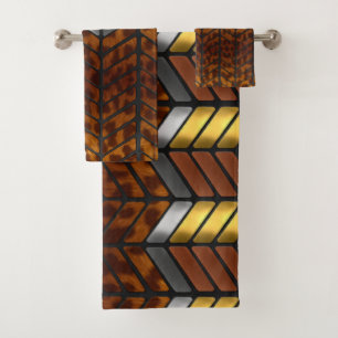 Moderne Zickzack-Chevron-Jaguar-Tierdruck Badhandtuch Set