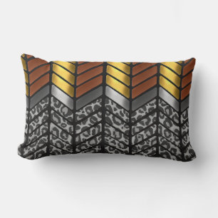 Moderne Zickzack-Chevron-Schneeleopard-Tierdruck Lendenkissen