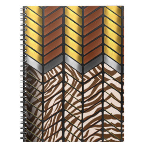 Moderne Zickzack-Chevron-Weißer-Tiger-Tierdruck Notizblock