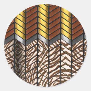Moderne Zickzack-Chevron-Weißer-Tiger-Tierdruck Runder Aufkleber