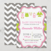 Moderne Zickzack Clothesline Kinderdusche Einladun Einladung (Vorne/Hinten)