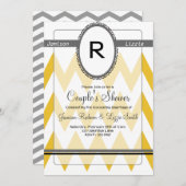 Moderne Zickzack Einladung mit Monogramm-grauem (Vorne/Hinten)