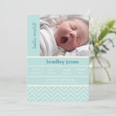 Moderne Zickzack Foto-Geburtskarte Ankündigung (Stehend Vorderseite)