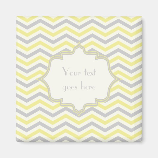 Moderne Zickzack, gelbe, graue und elfenbeinfarben Magnet (Vorne)