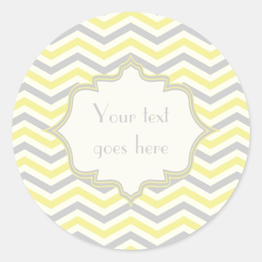 Moderne Zickzack, gelbe, graue und elfenbeinfarben Runder Aufkleber (Vorderseite)