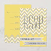 Moderne Zickzack, graue, gelbe Hochzeit RSVP Karte (Vorne/Hinten)