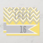 Moderne Zickzack, graue, gelbe Hochzeitsszene Tisc Postkarte (Vorne/Hinten)