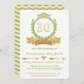 Moderne Zickzack Grüntan Geburtstagseinladung Einladung (Vorne/Hinten)