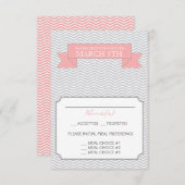 Moderne Zickzack Hochzeitskarte Rosa RSVP Karte (Vorne/Hinten)