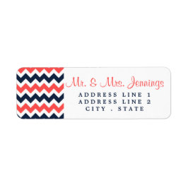 Moderne Zickzack Hochzeitskollektion Navy & Coral