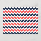 Moderne Zickzack Hochzeitskollektion Navy & Coral Begleitkarte (Rückseite)