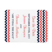 Moderne Zickzack Hochzeitskollektion Navy & Coral Magnet (Horizontal)