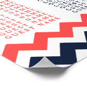 Moderne Zickzack Hochzeitskollektion Navy & Coral Poster (Ecke)
