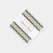 Moderne Zickzack Hochzeitskollektion Navy & Gold Serviette (Ecke)