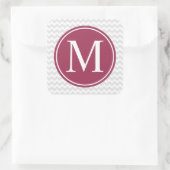 Moderne Zickzack Maroon Circle Monogram Stickers (Tasche)