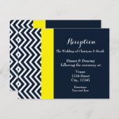 Moderne Zickzack Navy Blue & Yellow Empfang Card Einladung (Vorne/Hinten)