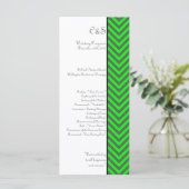 Moderne Zickzack Neon Green/Gray Hochzeitsprogramm Programm (Stehend Vorderseite)