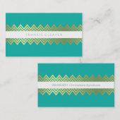 MODERNE ZICKZACK PATTERN, trendige Goldjade Visitenkarte (Vorne/Hinten)