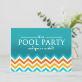 Moderne Zickzack Pool-Party Einladungen (Stehend Vorderseite)