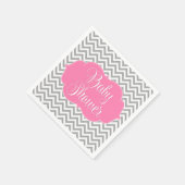 Moderne Zickzack Rosa Gray Baby Dusche Serviette (Ecke)