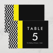Moderne Zickzack Schwarz/Gelb-Tischnummer Einladung (Vorne/Hinten)