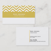 Moderne Zickzack White & Gold Glam Business Card Visitenkarte (Vorne/Hinten)