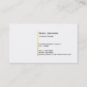 Moderne Zickzack White & Gold Glam Business Card Visitenkarte (Rückseite)