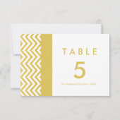 Moderne Zickzack White & Gold Tischnummer Card (Vorderseite)