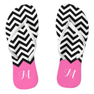 Moderne Zickzack Zigzag Monogram Girly Rose Pink Badesandalen