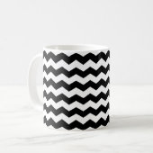 Moderne Zickzack ZigZag Schwarz-Weiß-Muster Tasse (Vorderseite Links)
