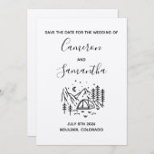 Moderne Ziel Camping Hochzeit speichern das Datum Save The Date (Vorne/Hinten)