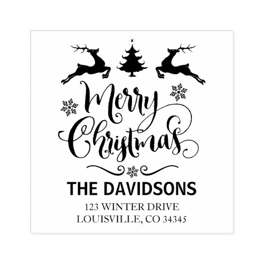 Moderne Zierschrift Frohe Weihnachtsschrift Monogr Gummistempel (Prägung)