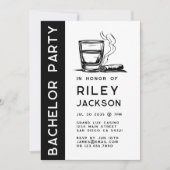Moderne Zigarren und Whiskey Bachelor Party Einladung (Vorderseite)