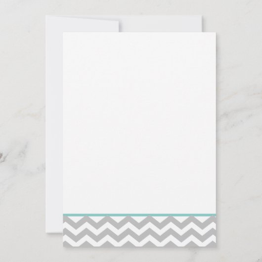 Moderne Zigzag Aqua und Bow Einladung (Rückseite)