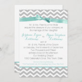 Moderne Zigzag Aqua und Bow Einladung (Vorne/Hinten)