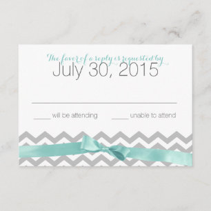 Moderne Zigzag Aqua und Bow Response Card RSVP Karte