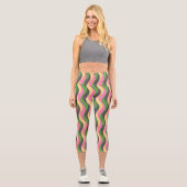 Moderne Zigzag farbenfrohe Capri Leggings (Vorderseite)