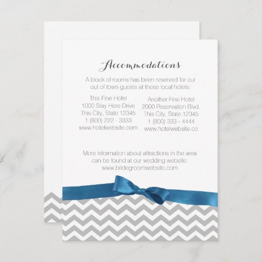 Moderne Zigzag-Muster und Bow-Informationskarte Begleitkarte (Vorne/Hinten)