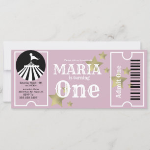 Moderne Zirkus-Stars Geburtstags-Ticket-Party  Einladung