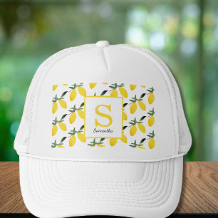 Moderne Zitrone Citrus Monogramm Name Trucker Mütz Truckerkappe
