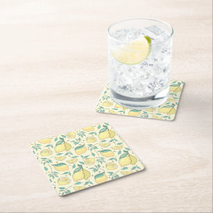 Moderne Zitrone Citrus Sommer gelb Personalisiert Rechteckiger Pappuntersetzer